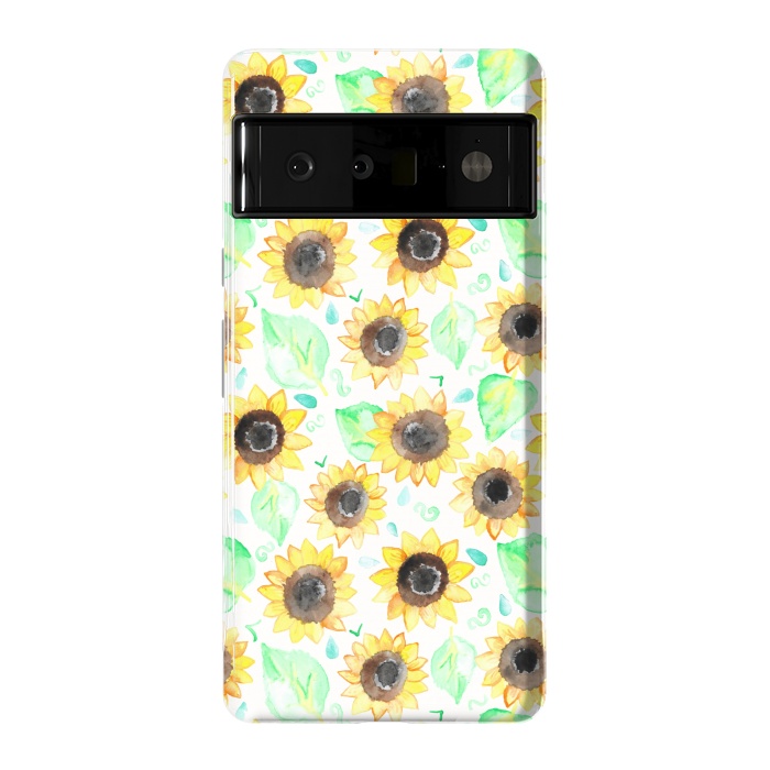 Pixel 6 Pro StrongFit Cheerful Watercolor Sunflowers by Tangerine-Tane