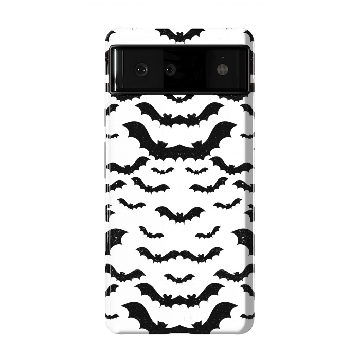 Pixel 6 StrongFit Black star dust flying bats Halloween pattern by Oana 