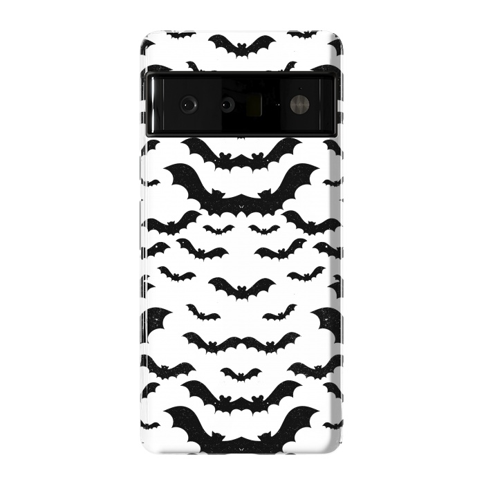 Pixel 6 Pro StrongFit Black star dust flying bats Halloween pattern by Oana 