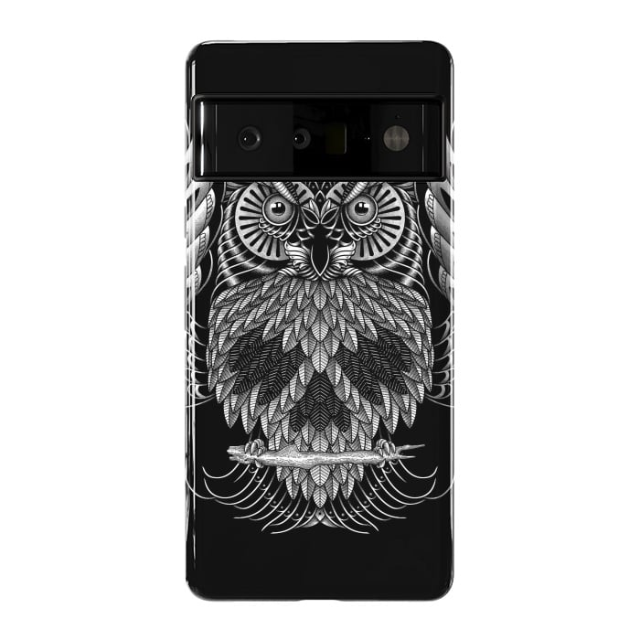 Pixel 6 Pro StrongFit Owl Skull Ornate (Dark) by Afif Quilimo