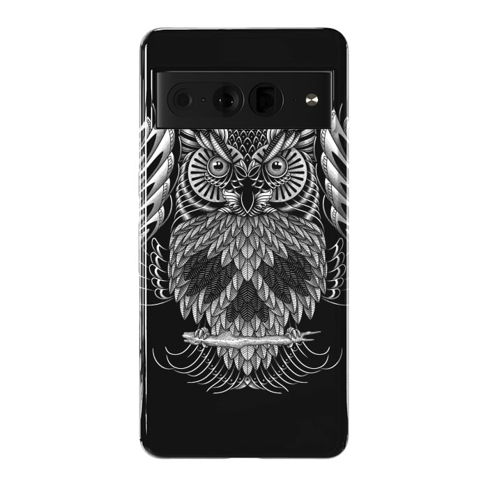 Pixel 7 Pro StrongFit Owl Skull Ornate (Dark) by Afif Quilimo