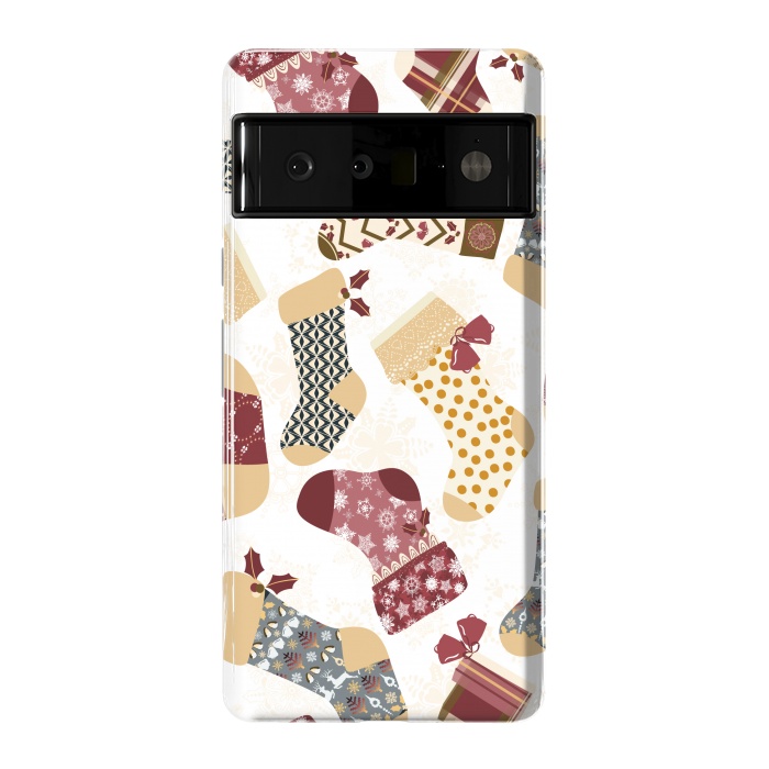 Pixel 6 Pro StrongFit Christmas Stockings in Red and Gray by Paula Ohreen