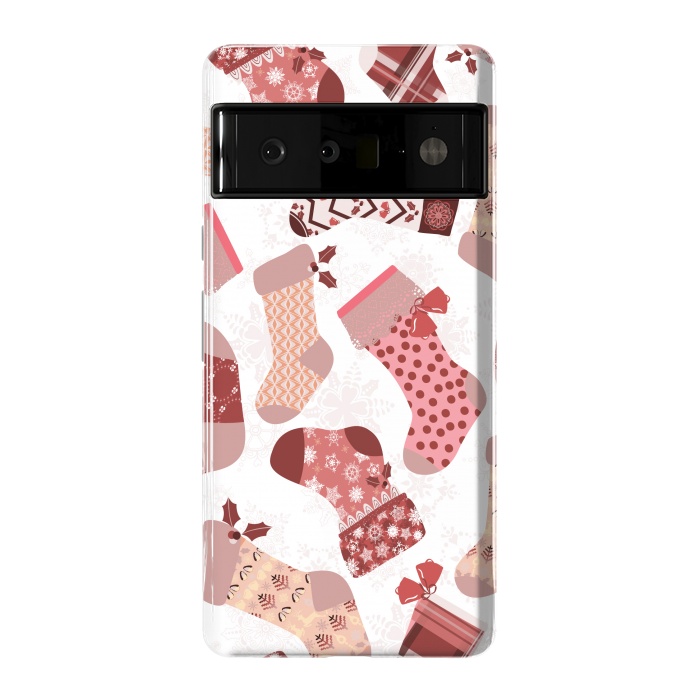 Pixel 6 Pro StrongFit Christmas Stockings in Pink and Beige by Paula Ohreen