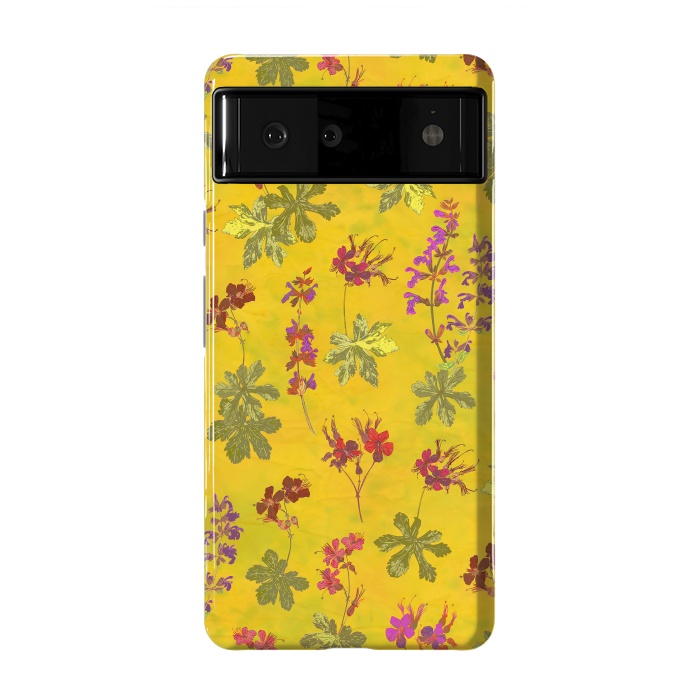 Pixel 6 StrongFit Cottage Garden Floral Yellow by Lotti Brown