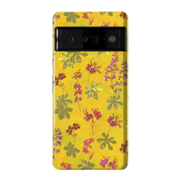 Pixel 6 Pro StrongFit Cottage Garden Floral Yellow by Lotti Brown