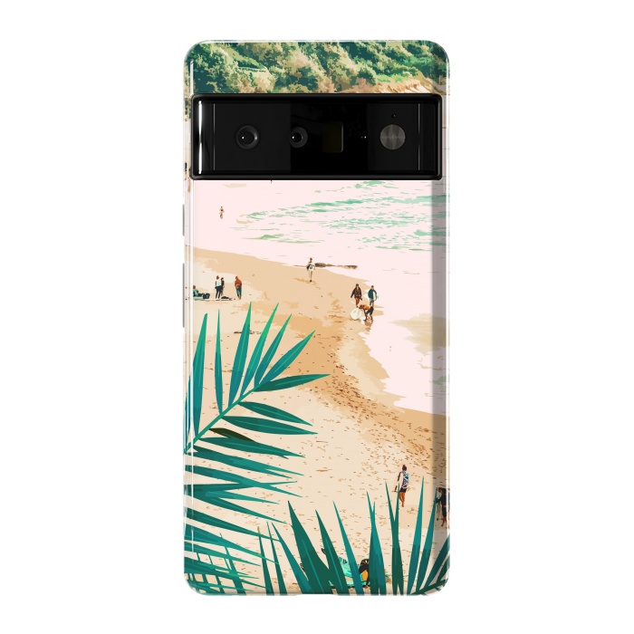 Pixel 6 Pro StrongFit Beach Weekend | Pastel Ocean Sea Tropical Travel | Scenic Sand Palm People Boho Vacation by Uma Prabhakar Gokhale