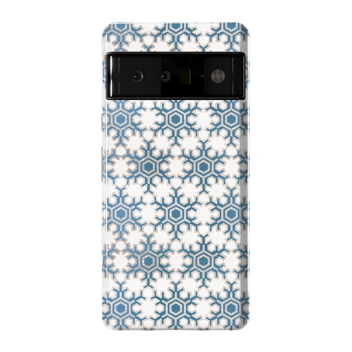 Pixel 6 Pro StrongFit Blue silver snowflakes christmas pattern by Oana 