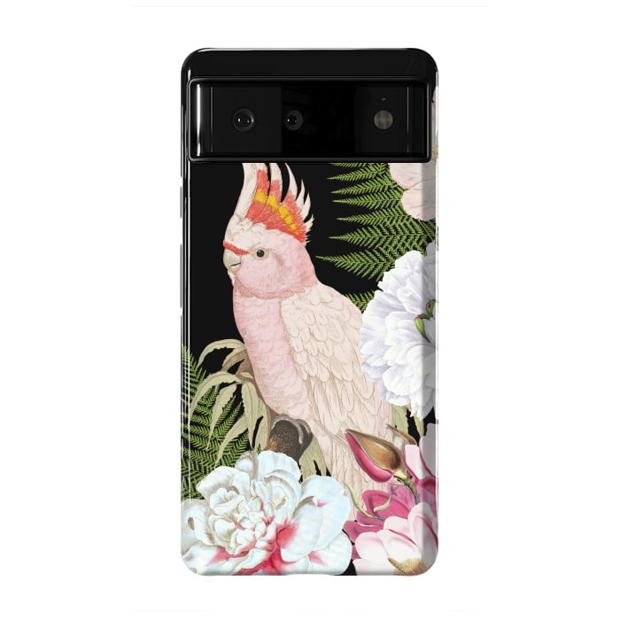 Pixel 6 StrongFit Vintage Cockatoo in Flower Jungle by  Utart