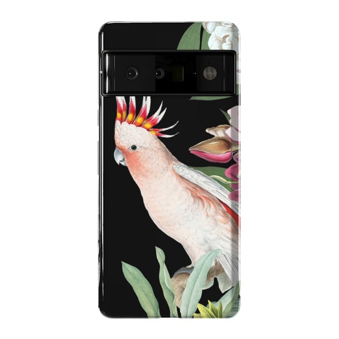 Pixel 6 Pro StrongFit Vintage Pink Cockatoo with Tropical Flowers by  Utart