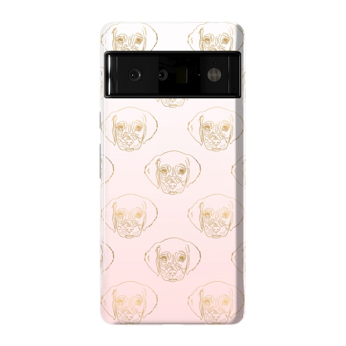 Pixel 6 Pro StrongFit Girly Gold Puppy Dog White Pink Gradient Pattern by InovArts