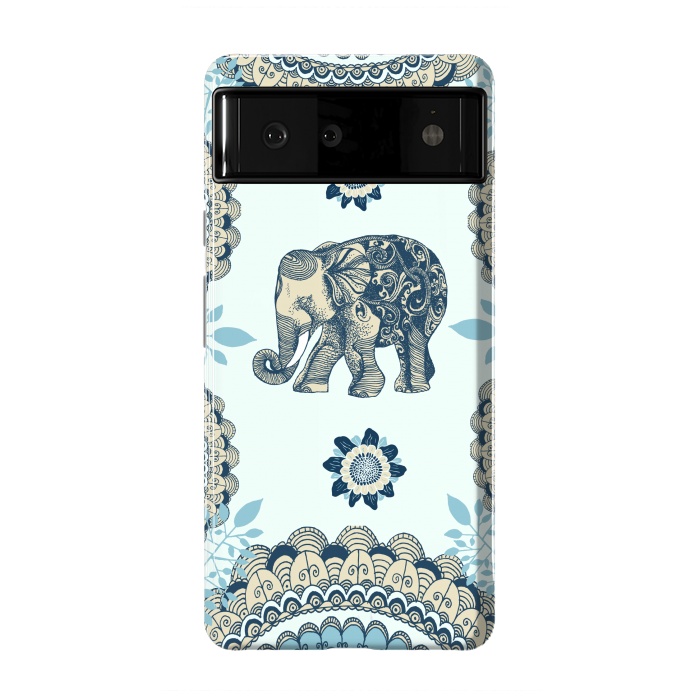 Pixel 6 StrongFit Elephant Blue by Rose Halsey