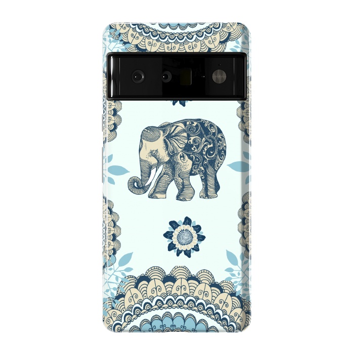 Pixel 6 Pro StrongFit Elephant Blue by Rose Halsey