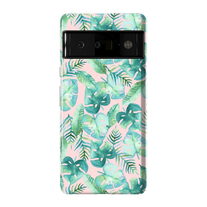 Pixel 6 Pro StrongFit Cyan Tropical Jungle on Pink by Tangerine-Tane