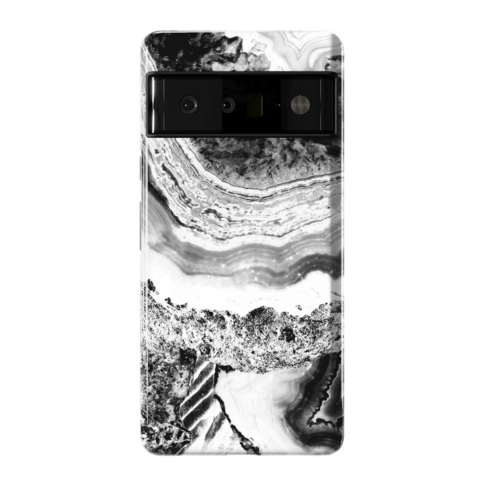 Pixel 6 Pro StrongFit Black and white geode marble art by Oana 