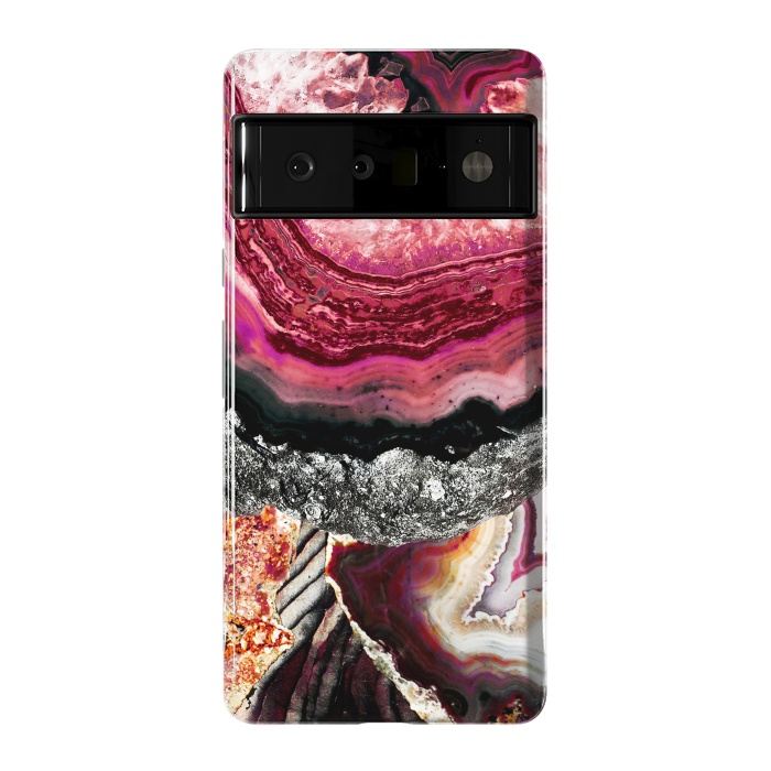 Pixel 6 Pro StrongFit Vibrant pink gold agate geode stones by Oana 