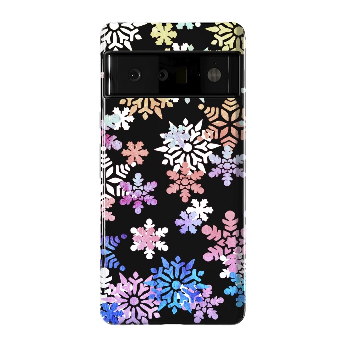 Pixel 6 Pro StrongFit Rainbow colourful snowflakes Christmas pattern by Oana 