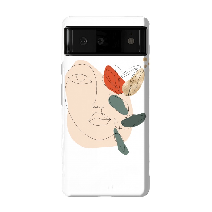 Pixel 6 StrongFit Lineart Face Floral  by DaDo ART