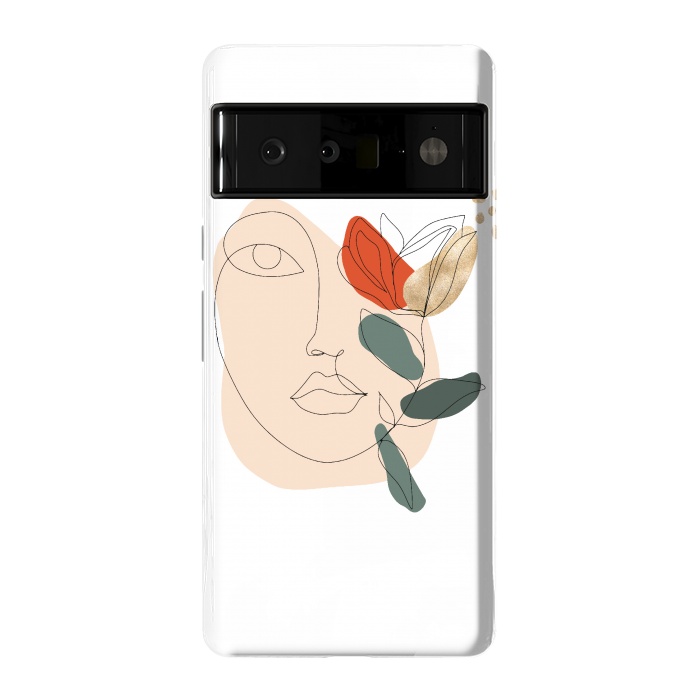 Pixel 6 Pro StrongFit Lineart Face Floral  by DaDo ART