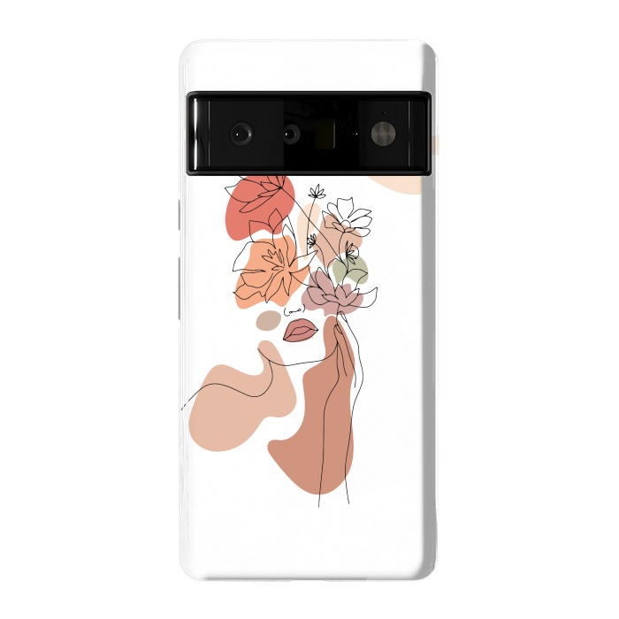 Pixel 6 Pro StrongFit Lineart Girl With Flowers by DaDo ART