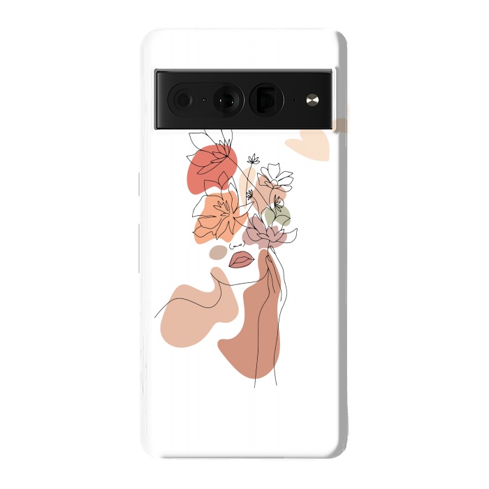 Pixel 7 Pro StrongFit Lineart Girl With Flowers by DaDo ART