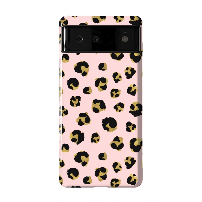 Pixel 6 StrongFit Pink and gold leopard by Julia Badeeva