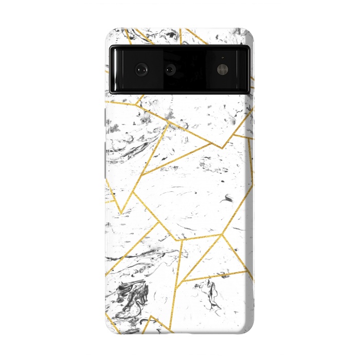 Pixel 6 StrongFit White marble and gold frame by Julia Badeeva