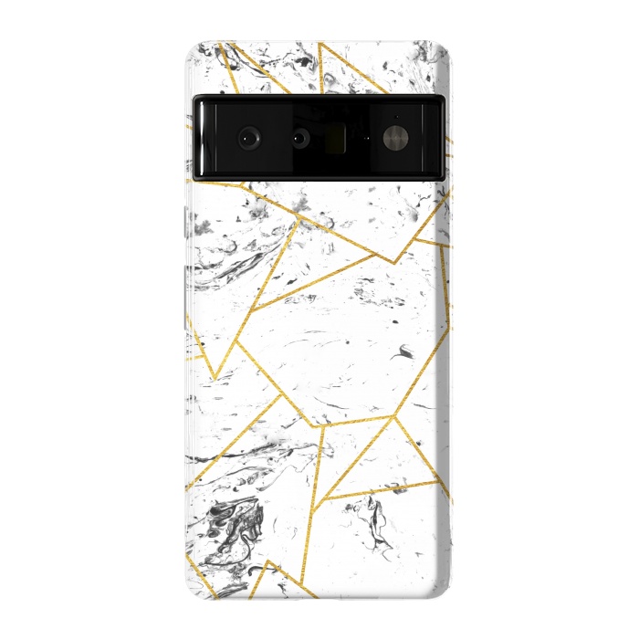 Pixel 6 Pro StrongFit White marble and gold frame by Julia Badeeva
