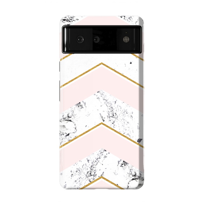 Pixel 6 StrongFit Marble. Pink and gold by Julia Badeeva