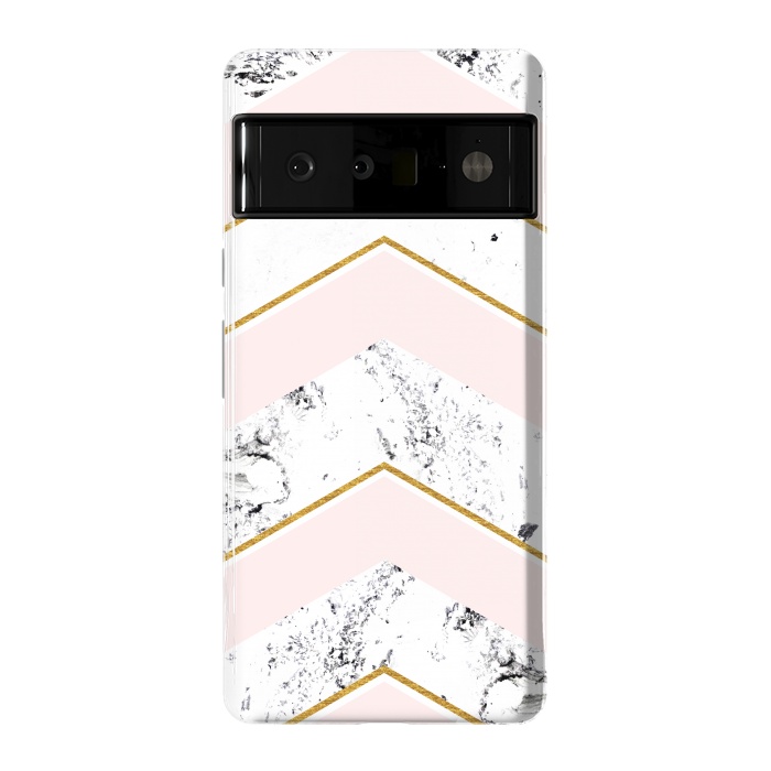 Pixel 6 Pro StrongFit Marble. Pink and gold by Julia Badeeva