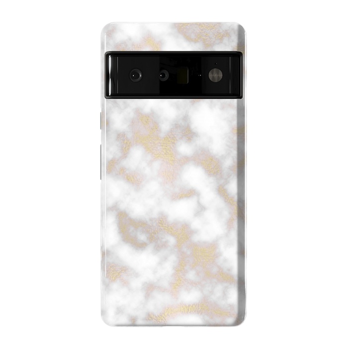 Pixel 6 Pro StrongFit Gold and White Marble Texture by Julie Erin Designs