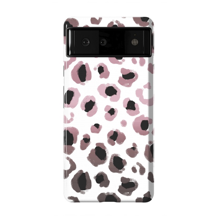 Pixel 6 StrongFit Pink brown leopard print spots by Oana 