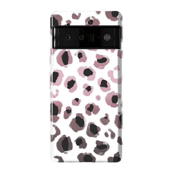 Pixel 6 Pro StrongFit Pink brown leopard print spots by Oana 