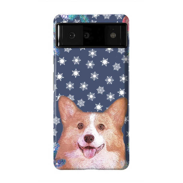 Pixel 6 StrongFit Corgi, snowflakes and winter decorations by Oana 