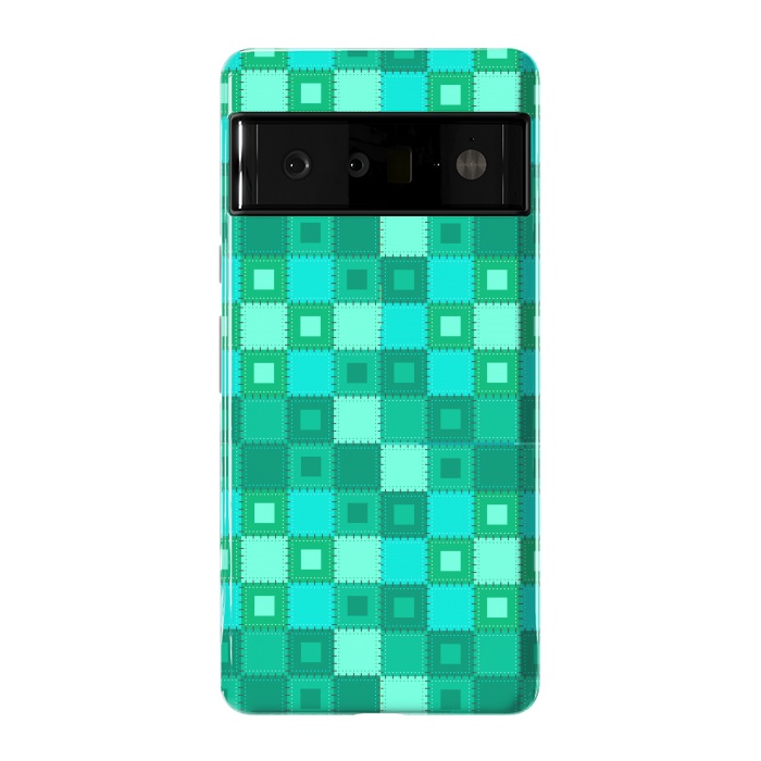 Pixel 6 Pro StrongFit blue green patchwork by MALLIKA