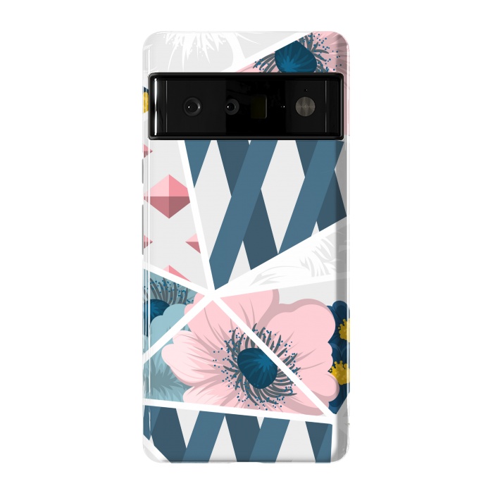 Pixel 6 Pro StrongFit BLUE PINK FLORAL PATCHWORK by MALLIKA