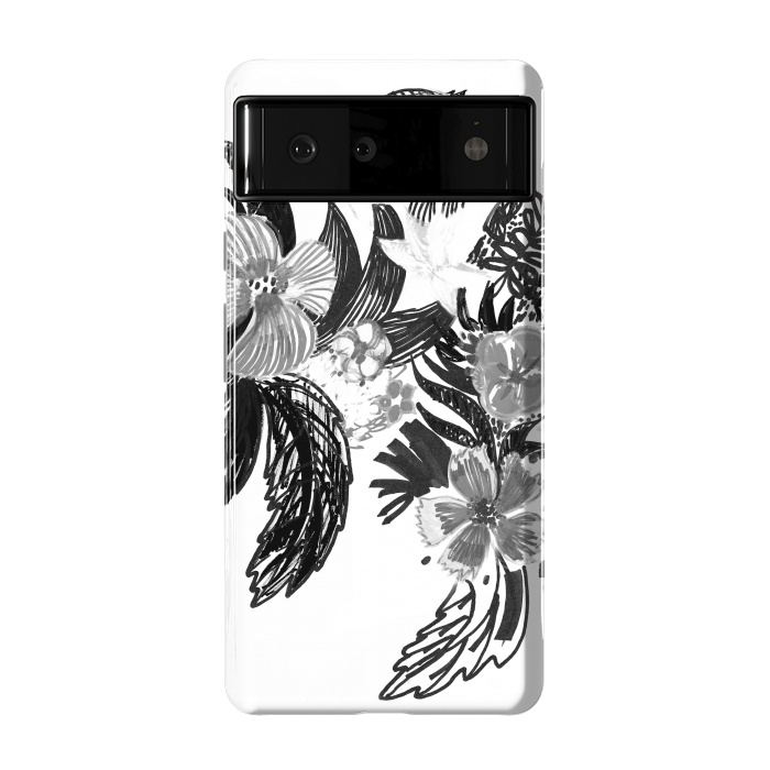 Pixel 6 StrongFit Black ink sketched flowers by Oana 