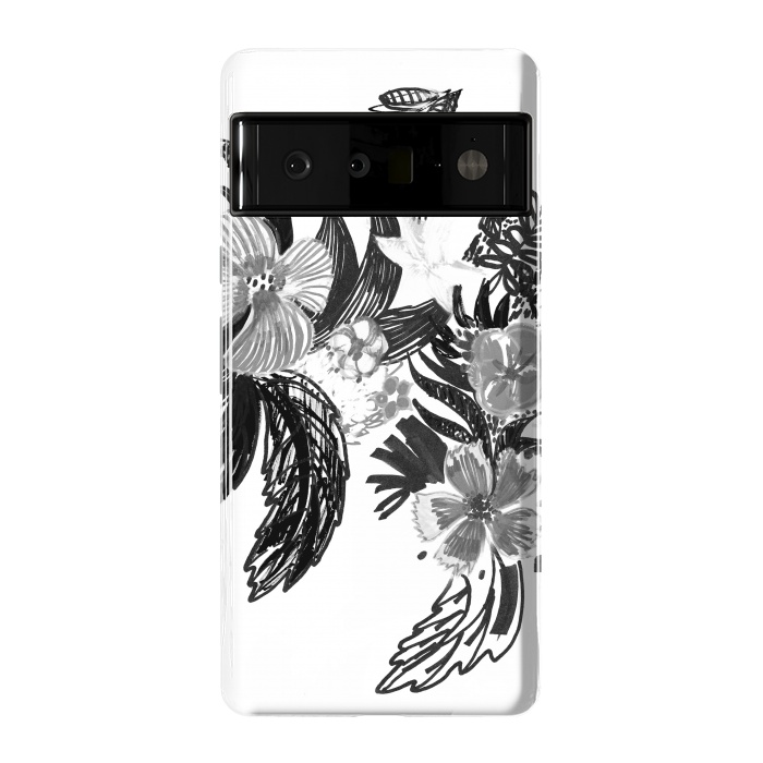 Pixel 6 Pro StrongFit Black ink sketched flowers by Oana 