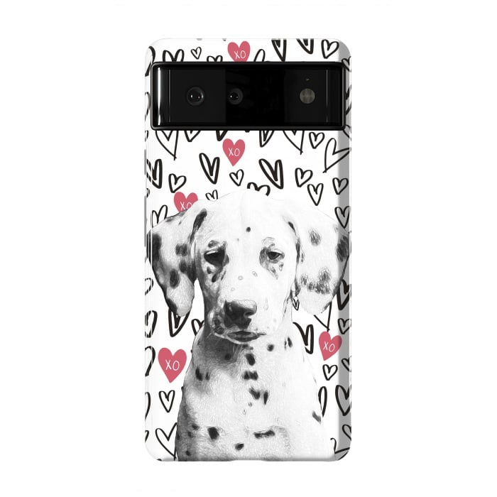 Pixel 6 StrongFit Cute Dalmatian and hearts Valentine's day by Oana 