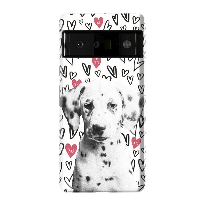 Pixel 6 Pro StrongFit Cute Dalmatian and hearts Valentine's day by Oana 
