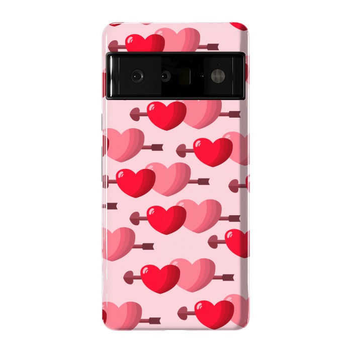 Pixel 6 Pro StrongFit pink red hearts pattern by MALLIKA