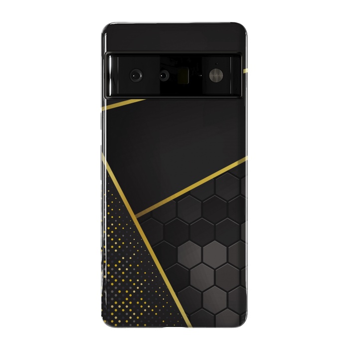 Pixel 6 Pro StrongFit black gold geometrical art by haroulita