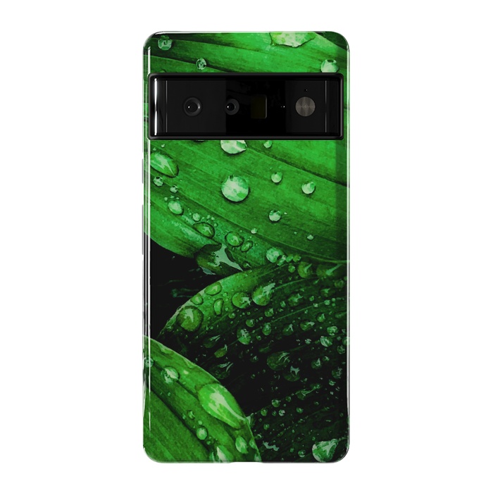 Pixel 6 Pro StrongFit green leaf with raindrops by haroulita
