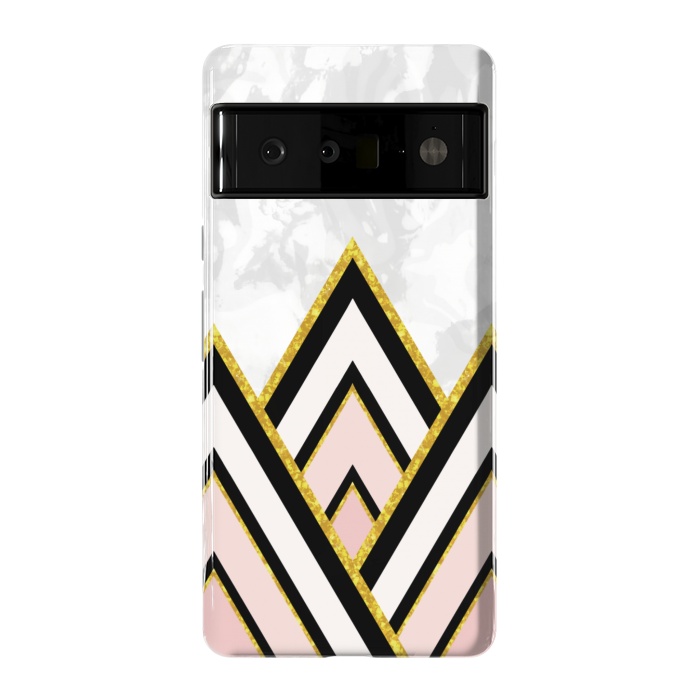 Pixel 6 Pro StrongFit Geometric pink gold triangles by Jms