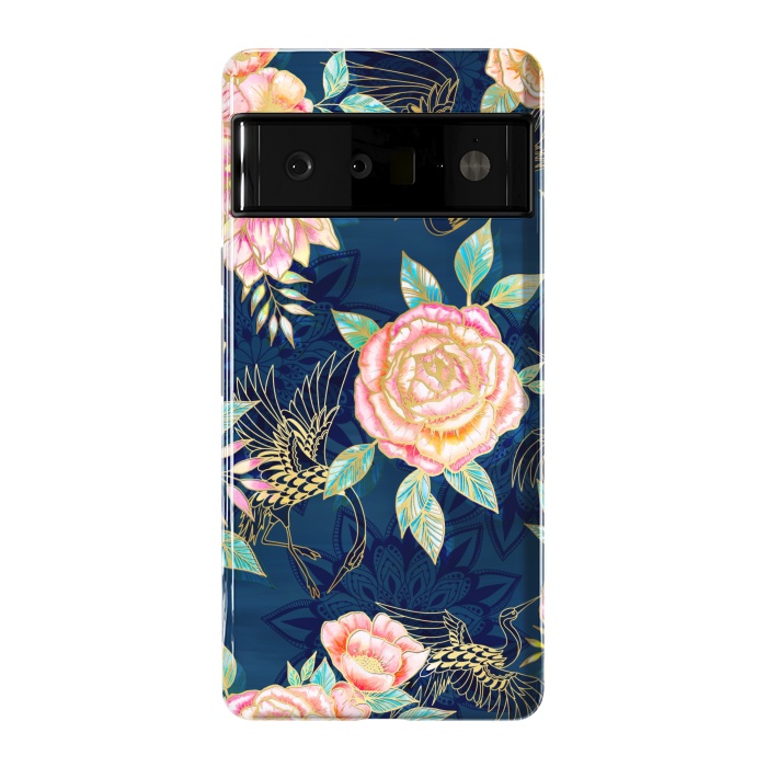 Pixel 6 Pro StrongFit Gilded Peonies and Cranes by gingerlique