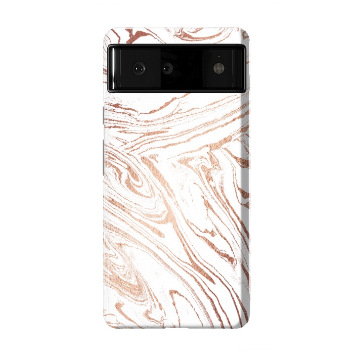 Pixel 6 StrongFit White marble with rose gold details by Oana 