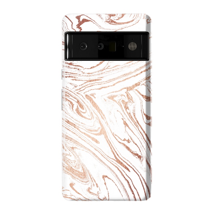 Pixel 6 Pro StrongFit White marble with rose gold details by Oana 