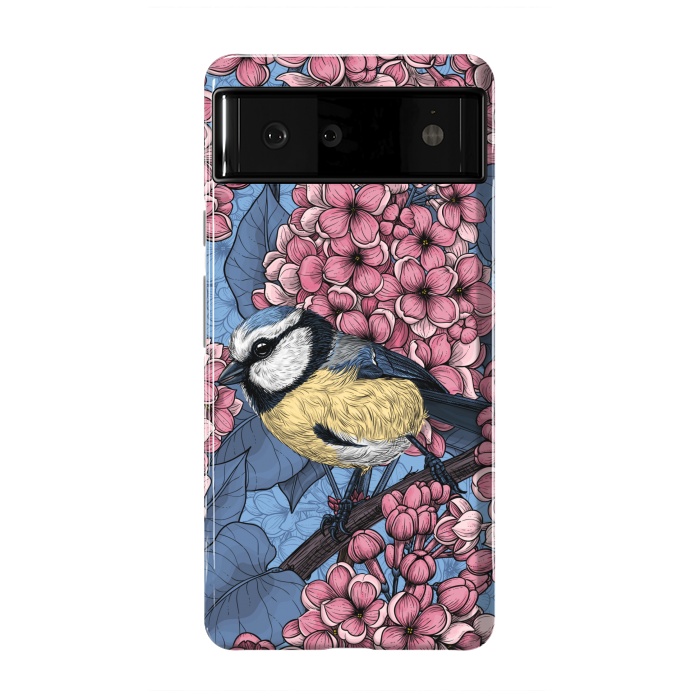 Pixel 6 StrongFit Tit bird in the lilac garden 2 by Katerina Kirilova