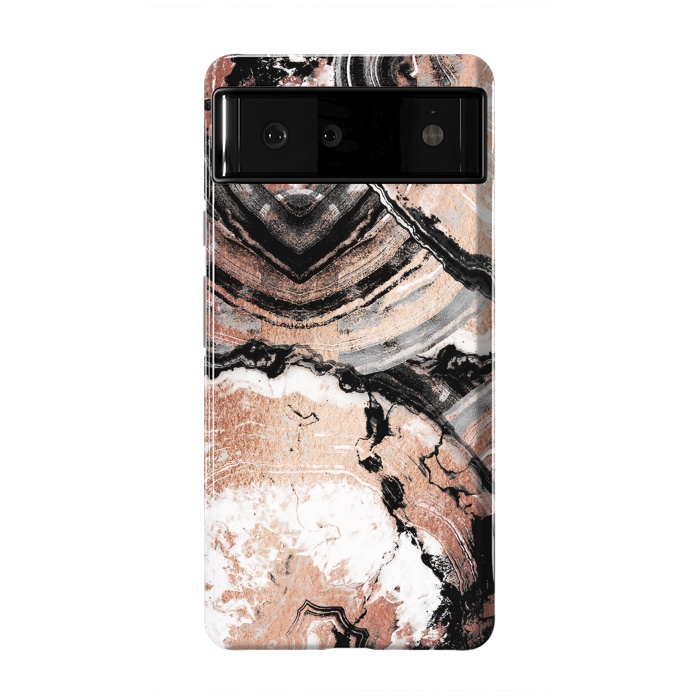 Pixel 6 StrongFit Rose gold geode marble by Oana 