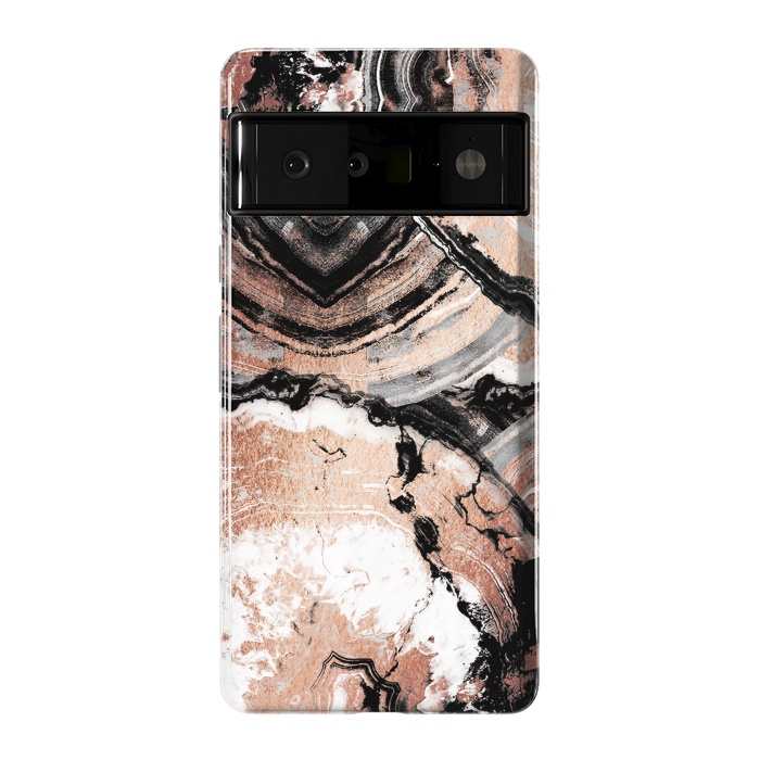 Pixel 6 Pro StrongFit Rose gold geode marble by Oana 