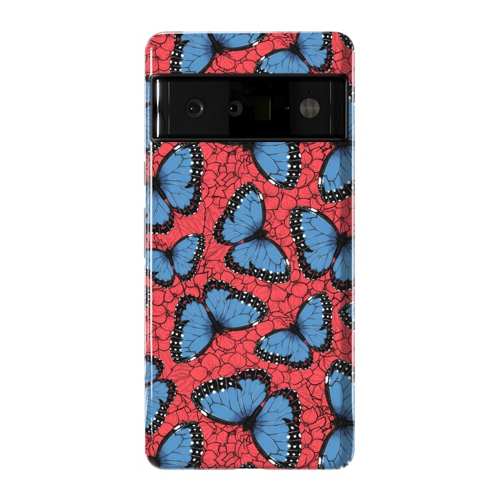 Pixel 6 Pro StrongFit Blue Morpho butterfly on red hydrangea by Katerina Kirilova